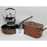 An Edwardian half-fluted silver plated spirit kettle on stand,