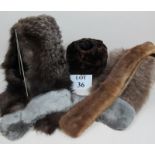 Four vintage fur stoles and muff est: £30-£50 (C)