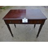 A Victorian mahogany side table with two drawers over turned legs est: £40-£60