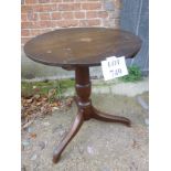 A 19th century oak tilt top tripod table with turned column and splayed feet est: £40-£60