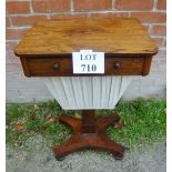 A 19th century rosewood ladies work table with a fitted drawer over a pedestal base est: £80-£120