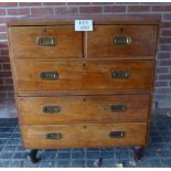 A fine 19th century military mahogany split chest of two short over three long drawers est: