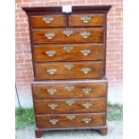 A fine Georgian mahogany chest on chest with two short and three long drawers to top flanked either