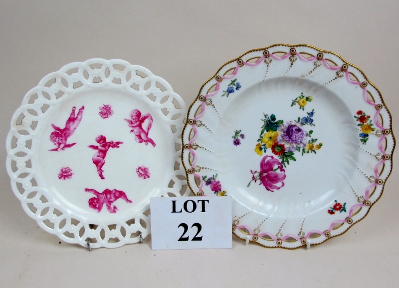 A 19th century Minton's ribbon plate puc