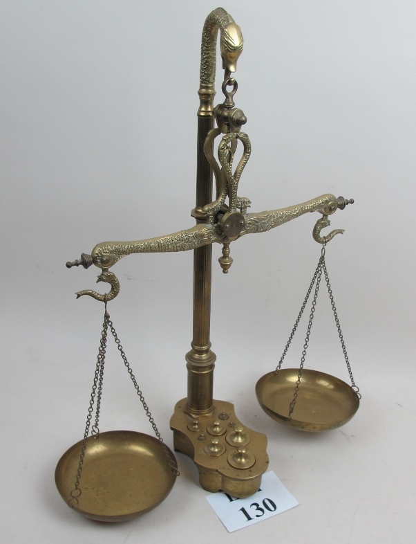A fine set of brass balance scales with
