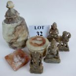 Seven pieces of old alabaster,