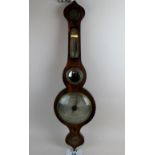 A 19th century brass inlaid rosewood cased 'onion top' wheel barometer/thermometer by G Arzoni of