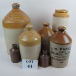 Eight antique and vintage stoneware storage jars,