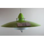 A retro 1950's/60's-style green enamel ceiling light, 47.