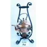 A Townsend & Co Arts & Crafts copper and wrought iron spirit kettle,