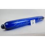 A large 19th century Bristol blue glass rolling pin,