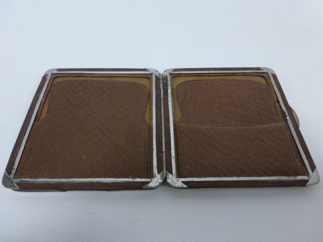 Edwardian leather wallet with silver mounts, hallmarked London 1903, 9x10cms. - Image 2 of 4