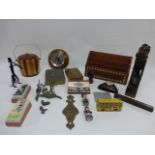 Selection of assorted items inc treen, metal wares etc.