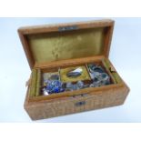 Vintage jewellery box containing an assortment of jewellery, Exquisite and Miracle noted,