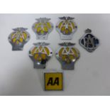 Six AA car grill badges & one RAC..