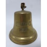 Large Outdoor Brass Bell marked "Titanic 1912" with brass wall hanging bracket.