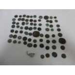 Coins - Seventy four & a lead seal, predominantly Roman.