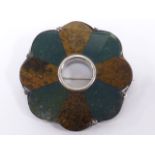 Victorian Scottish red and green bloodstone brooch within a silver (tested) mount, 6cms in diameter.