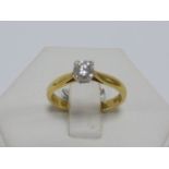 18ct gold solitaire Diamond ring, .33ct brilliant round cut diamond, size N.