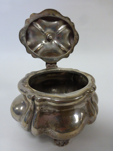 Hungarian silver lidded pot of lobed form with finial in the form of a rose, - Image 3 of 4