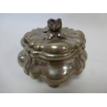 Hungarian silver lidded pot of lobed form with finial in the form of a rose,