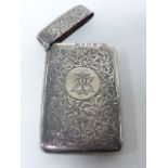 Silver card case with hinged lid, hallmarked Birmingham 1913 by makers Boots Pure Drug Company, 8.