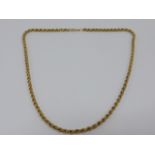 An 18" 9ct gold rope chain necklace, 9g.