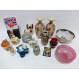 Assorted items inc Chinese & Japanese ceramics, carved Jadeite, table lighters,