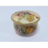 Royal Worcester painted miniature pot with cover, circa 1902.