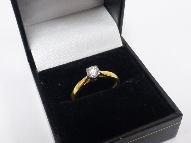 18ct gold solitaire Diamond ring, .33ct brilliant round cut diamond, size N. - Image 4 of 4