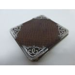 Edwardian leather wallet with silver mounts, hallmarked London 1903, 9x10cms.