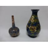 Doulton Lambeth Faience vase, approximately 34cm high, painted monogram & dated 1876,