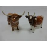 Beswick - Highland Cow model No1740, and Ayrshire Cow "Ickham Bessie" model No1350.