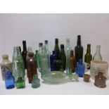 Collection of assorted glass and stoneware bottles etc most named, (large box).