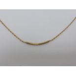 9ct gold 15" necklace with central bar, 3.1g.