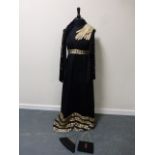 Ladies vintage Jean Varon evening dress together with two evening bags, purse,