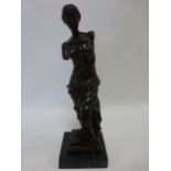 Cast Bronze contemporary interpretation of Venus De Milo, raised on marble plinth, 38cm high.