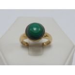 Austrian 14ct gold Malachite ring, size N.