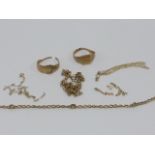 9ct gold scrap jewellery, 12.9g.