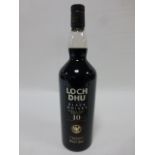 Whisky - Single Malt, Loch Dhu 'The Black Whisky' 10yrs, one litre, 40% vol.