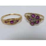 Two early 20thC Ruby rings, both a/f, sizes O & M.