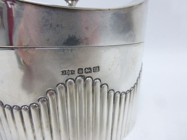 Late Victorian silver tea caddy of navette form with hinged lid and spiral finial, - Image 3 of 3