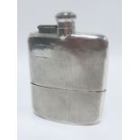 A large silver hip flask hallmarked Sheffield 1927 by makers James Deakin & Sons,