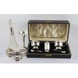 WILLIAM NEALE LIMITED A SILVER THREE-PIECE CONDIMENT SET, comprising pepper pot, salt and mustard