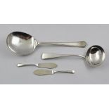 SOLOMON HOUGHAM A GEORGE III SILVER SAUCE LADLE, London 1807, together with an Art Deco design