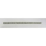 AN 18CT WHITE GOLD GREEN SAPPHIRE AND DIAMOND BRACELET, having square set links with diamond to