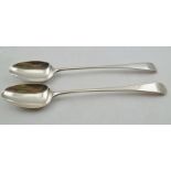 THOMAS NORTHCOTE A GEORGE III SILVER BASTING SPOON, London 1789, together with one other similar