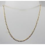 A 9CT GOLD FLAT LINK NECK CHAIN, 6g.