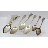 JOHN ROUND & SON LTD. A SET OF EIGHT LATE VICTORIAN SILVER DESSERT SPOONS, Sheffield 1899, 398g.,