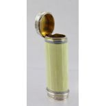 LOUIS KUPPENHEIM OF PFORZHEIM (1891-1982) A GERMAN SILVER AND ENAMEL CHEROOT CASE of cylindrical